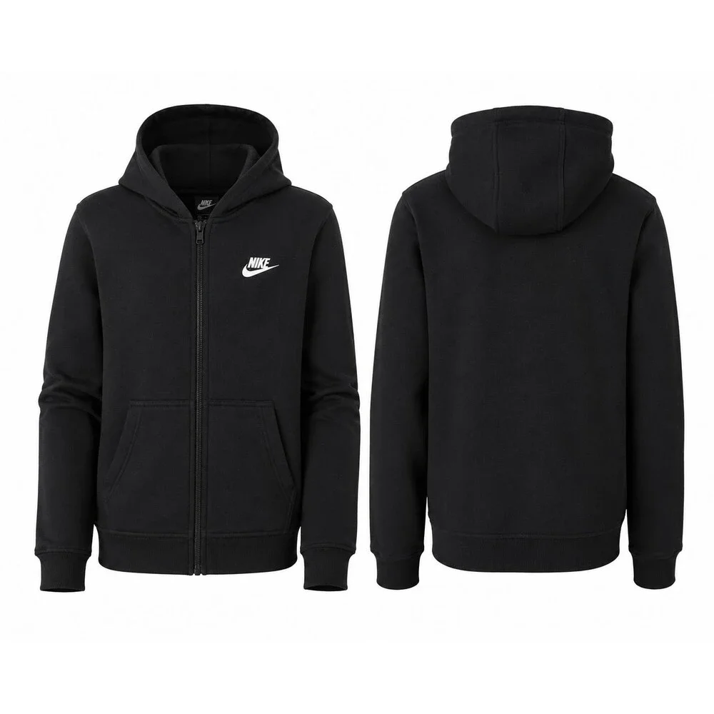 Nike Youth XL Black Full Zip Fleece Hoodie Sweatshirt Embroidered Swoosh